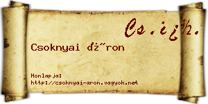 Csoknyai Áron névjegykártya